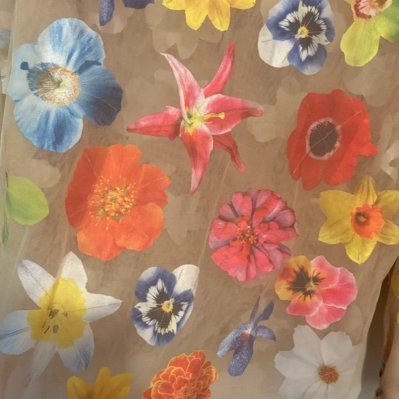 Tyler McGillivary Elsa sheer flowers long sleeve top in sand - Picture 6 of 8